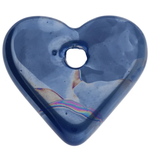 Pendentif cœur 21x23 mm en céramique - Marbré Bleu foncé x1