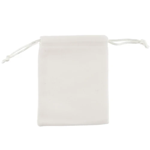 Pochon en velours pour bijoux 80x100 mm - Crème x1