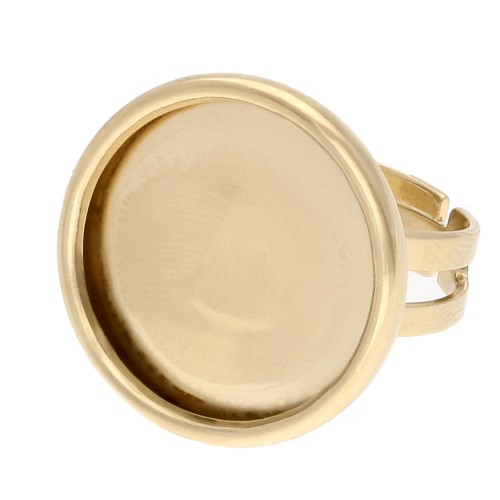 Bague serti réglable pour cabochon 18 mm - Plaqué or 3 microns x1