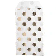 Pochette en papier 8x13 cm - motif pois - Blanc - Doré x1