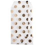 Pochette en papier 8x13 cm - motif pois - Blanc - Doré x1