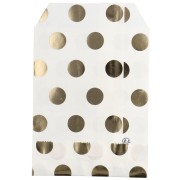 Pochette en papier 10x13 cm - motif pois - Blanc - Doré x1