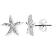 Boucles d'oreilles étoiles de mer 12 mm - Placage argent fin x2