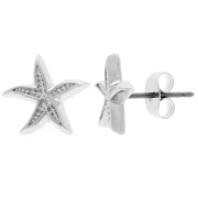 Boucles d'oreilles étoiles de mer 12 mm - Placage argent fin x2