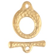 Doré Or Fin - Or 24K - 999/1000 - Fermoir T rond martelé 13 mm - Doré à l'or fin x1 Fermoir T rond martelé 13 mm - Doré à l'or fin x1