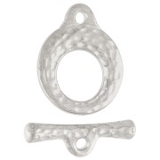 Argenté vieilli - Fermoir T rond martelé 13 mm - Placage Argent fin vieilli x1 Fermoir T rond martelé 13 mm - Placage Argent fin vieilli x1