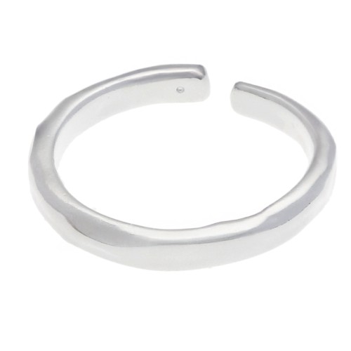 Bague fine martelée réglable - Taille 56 à 62 - Placage Argent fin x1