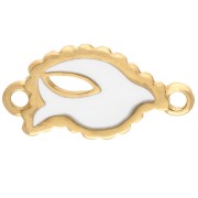 Intercalaire oiseau 20x10 mm avec résine époxy - Doré à l'or fin - Blanc x1
