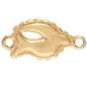 Intercalaire oiseau 20x10 mm avec résine époxy - Doré à l'or fin - Blanc x1