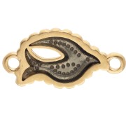 Intercalaire oiseau 20x10 mm avec résine époxy - Doré à l'or fin - Gris bleu x1