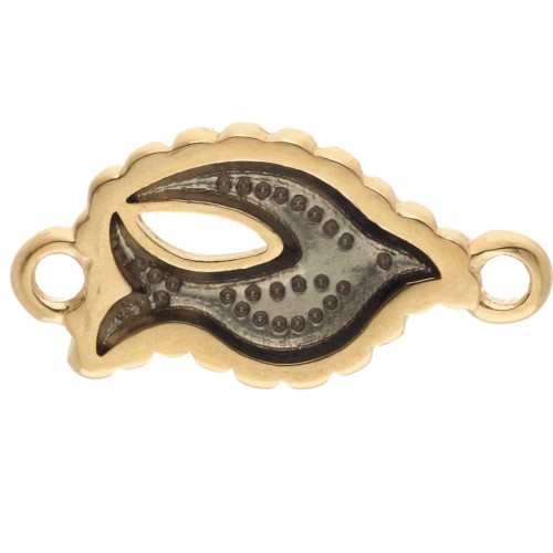 Intercalaire oiseau 20x10 mm avec résine époxy - Doré à l'or fin - Gris bleu x1