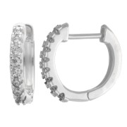Créoles rondes fines 14 mm avec oxydes de Zirconium - Placage Argent fin x2|raw }}