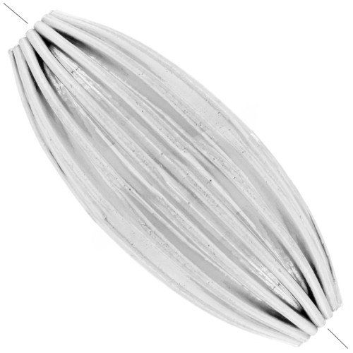 Perle olive striée 25x10 mm - Godron - Placage Argent fin x1