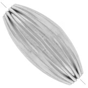 Perle olive striée 21x9 mm - Godron - Placage Argent fin x1