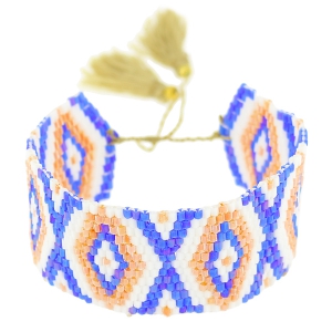 Bracelet tissé en perles motif navajo 28 mm Light Peach/Sand