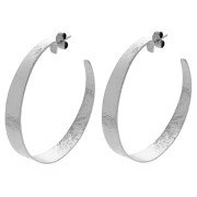 Créoles larges ouvertes martelées 47 mm - Placage Argent fin x2