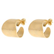 Créoles larges ouvertes martelées 19 mm - Doré à l'or fin x2