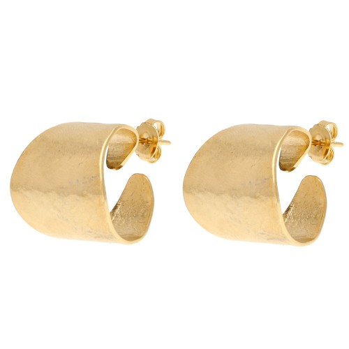 Créoles larges ouvertes martelées 19 mm - Doré à l'or fin x2