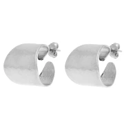 Créoles larges ouvertes martelées 19 mm - Placage Argent fin x2