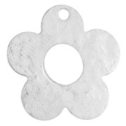 Argent 999 - Breloque fleur martelée 16 mm - Placage Argent fin x1 Breloque fleur martelée 16 mm - Placage Argent fin x1
