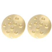 Clous d'oreilles ronds 20 mm effet clouté - Doré à l'or fin x2