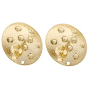Clous d'oreilles ronds 20 mm effet clouté - Doré à l'or fin x2