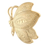 Broche papillon travaillée 30x26 mm avec 1 trou - Doré à l'or fin x1