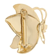 Broche papillon travaillée 30x26 mm avec 1 trou - Doré à l'or fin x1