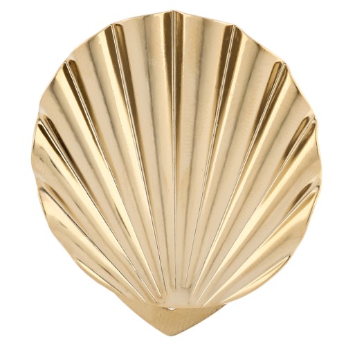 Clip pour foulard coquillage 38x34 mm effet plissé - Doré à l'or fin x1