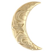 Broche demi lune 45.5x26.5 mm motif astral - avec 3 trous - Doré à l'or fin x1