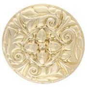 Broche ronde 34 mm motif vintage - avec 3 trous - Doré à l'or fin x1