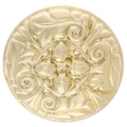 Broche ronde 34 mm motif vintage - avec 3 trous - Doré à l'or fin x1