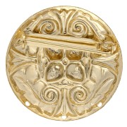 Broche ronde 34 mm motif vintage - avec 3 trous - Doré à l'or fin x1