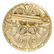 Broche ronde 34 mm motif vintage - avec 3 trous - Doré à l'or fin x1