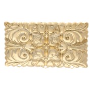 Broche rectangle 20x32.5 mm motif vintage - avec 3 trous - Doré à l'or fin x1