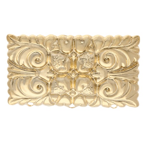 Broche rectangle 20x32.5 mm motif vintage - avec 3 trous - Doré à l'or fin x1