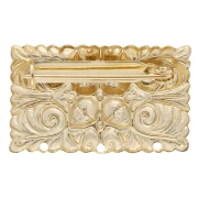 Broche rectangle 20x32.5 mm motif vintage - avec 3 trous - Doré à l'or fin x1