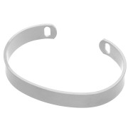 Cadeau - Bracelet jonc ovale 16 cm 2 trous - Rhodié x1