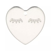 Cadeau - Breloque coeur 14 mm - motif cils - Argent 925 x1