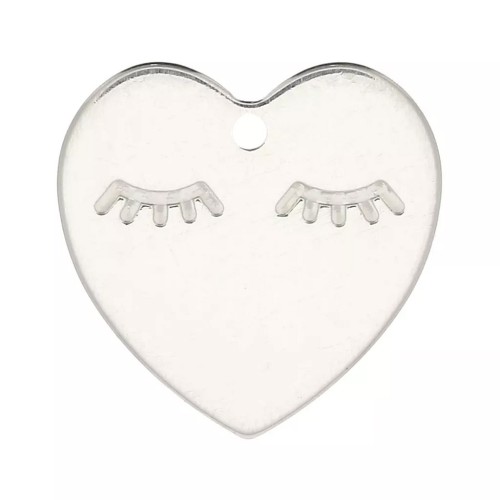 Cadeau - Breloque coeur 14 mm - motif cils - Argent 925 x1