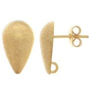 Clous d'oreilles goutte diamantée 14x8 mm - anneau ouvert - Doré x2|raw }}