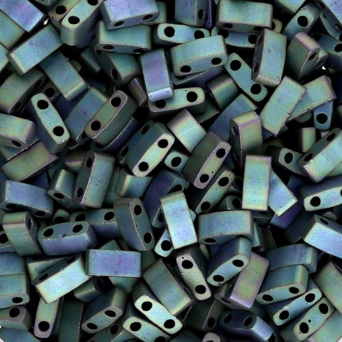 Miyuki Half Tila Beads 5x2.3x1.9mm HTL-2064 - Mat Metallic Blue Green Iris paquet de 100g