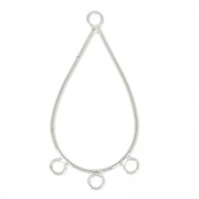 Intercalaire/Chandelier 3 anneaux forme goutte 42 mm Placage Argent fin x2