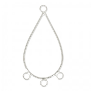 Intercalaire/Chandelier 3 anneaux forme goutte 42 mm Placage Argent fin x2