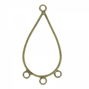 Intercalaire/Chandelier 3 anneaux forme goutte 42 mm bronze x2