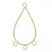 Intercalaire/Chandelier 3 anneaux forme goutte 42 mm doré à l'or fin x2