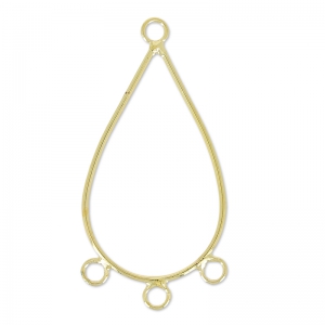 Intercalaire/Chandelier 3 anneaux forme goutte 42 mm doré à l'or fin x2