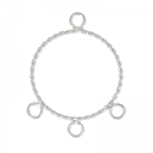 Intercalaire/Chandelier 3 anneaux forme ronde 28 mm Placage Argent fin x2
