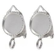 Clips d'oreilles pour cabochon rond 8 mm avec anneau ouvert - Argent 925 x2