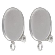 Clips d'oreilles pour cabochon ovale 14x10 mm avec anneau ouvert - Argent 925 x2